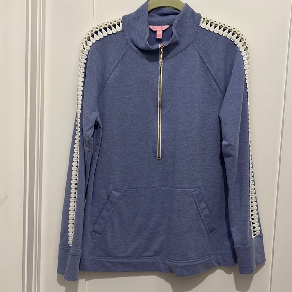Gorgeous popover lightweight sweat shirt fabric with open cotton lacework.